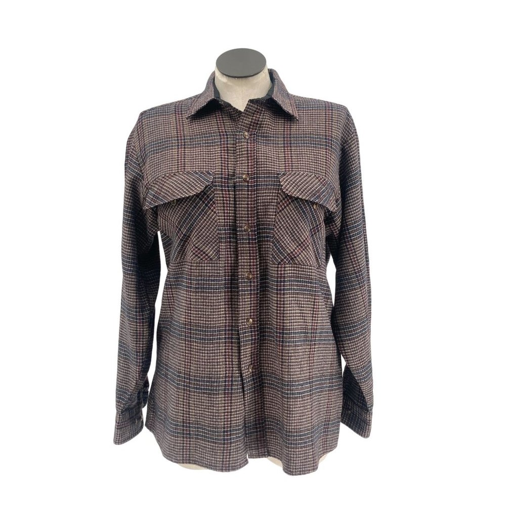 Vintage 90s 80s Great Lakes Recreation Plaid Long Sleeve Button Up Top Large